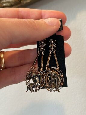 Italian 925 Sterling Silver Putti Cherub Angel Earrings Renaissance Revival